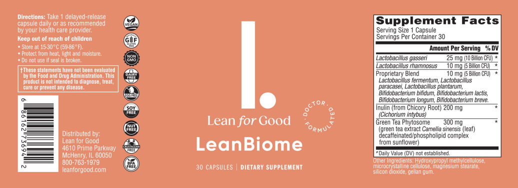 Lean For Good LeanBiome supplement facts